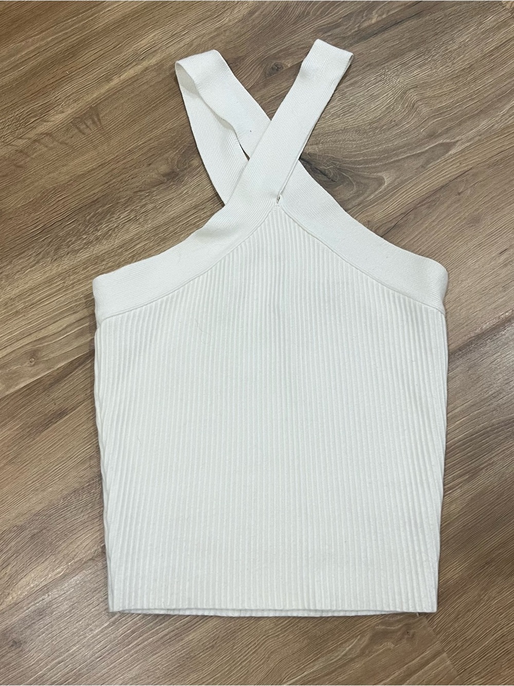House of Harlow 1960 Ribbed Cross-Back Tank Top - Cream